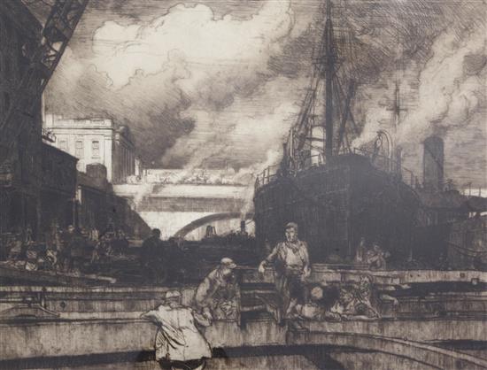 Frank Brangwyn (1867-1956) London Bridge 16.5 x 22in.